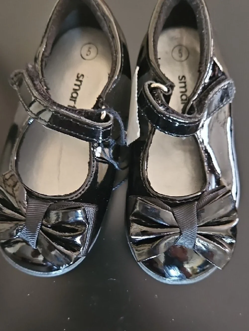 SmartFit Toddler Black Patent Mary Jane Dress Shoes with Bow